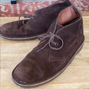 Brown suede tie up shoes
